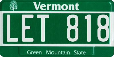 VT license plate LET818