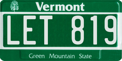 VT license plate LET819