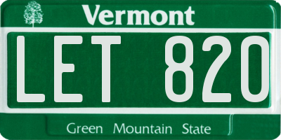 VT license plate LET820