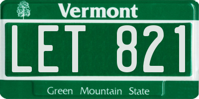 VT license plate LET821