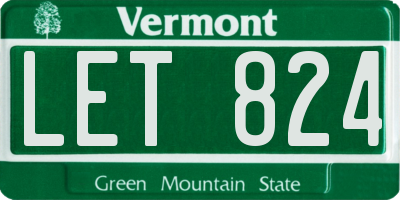 VT license plate LET824