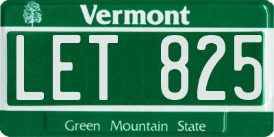VT license plate LET825