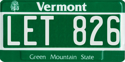 VT license plate LET826