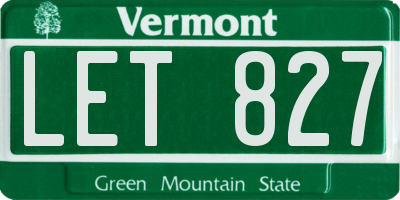 VT license plate LET827