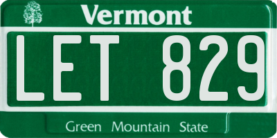 VT license plate LET829