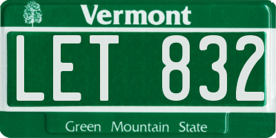 VT license plate LET832