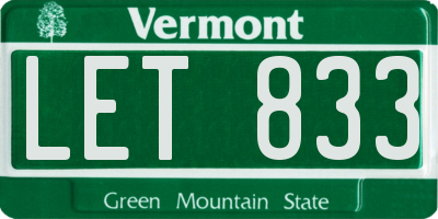 VT license plate LET833