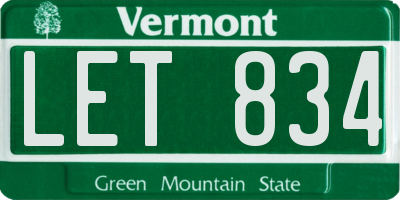 VT license plate LET834
