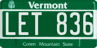 VT license plate LET836