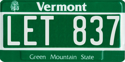 VT license plate LET837
