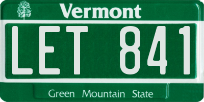 VT license plate LET841