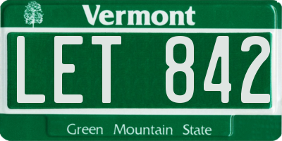 VT license plate LET842