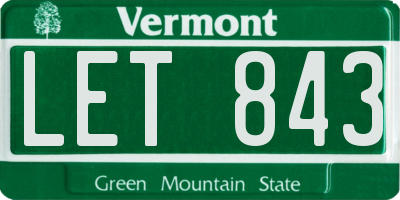 VT license plate LET843