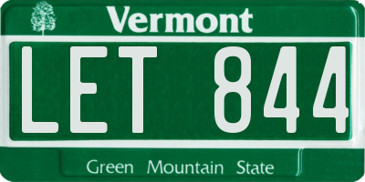 VT license plate LET844