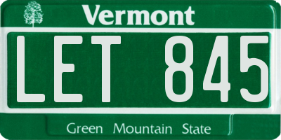 VT license plate LET845