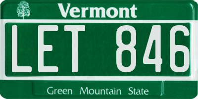 VT license plate LET846