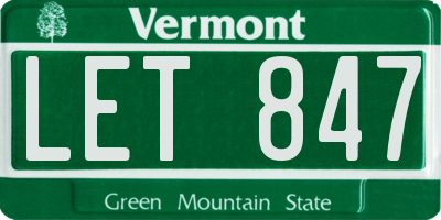 VT license plate LET847