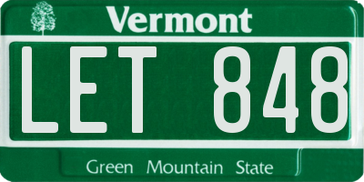 VT license plate LET848