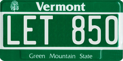 VT license plate LET850