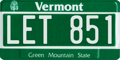 VT license plate LET851