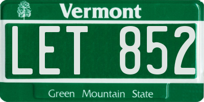VT license plate LET852