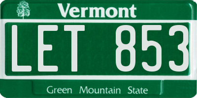 VT license plate LET853