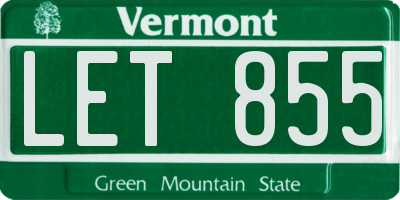 VT license plate LET855