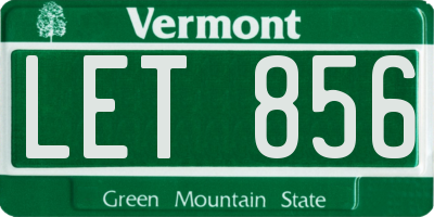 VT license plate LET856