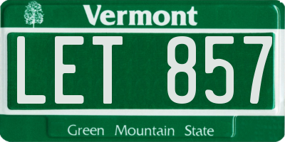 VT license plate LET857