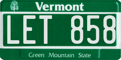 VT license plate LET858