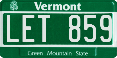 VT license plate LET859