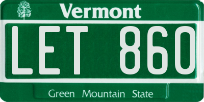 VT license plate LET860