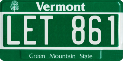 VT license plate LET861