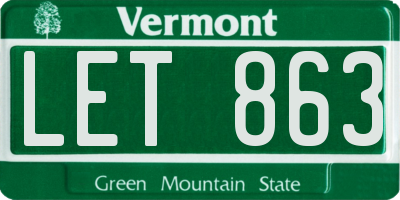 VT license plate LET863