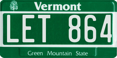 VT license plate LET864