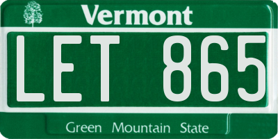 VT license plate LET865