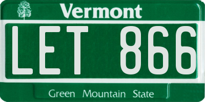 VT license plate LET866