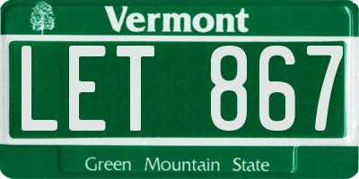 VT license plate LET867