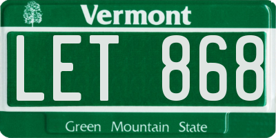 VT license plate LET868