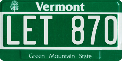 VT license plate LET870