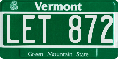 VT license plate LET872