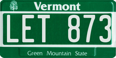 VT license plate LET873