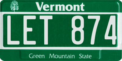VT license plate LET874