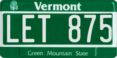 VT license plate LET875