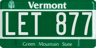 VT license plate LET877