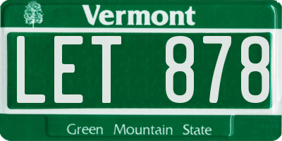 VT license plate LET878