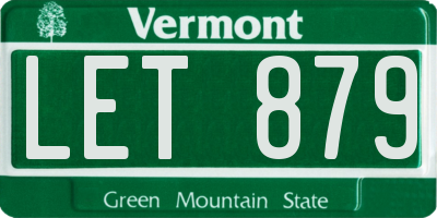 VT license plate LET879