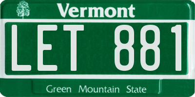 VT license plate LET881