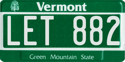 VT license plate LET882