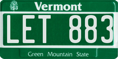 VT license plate LET883